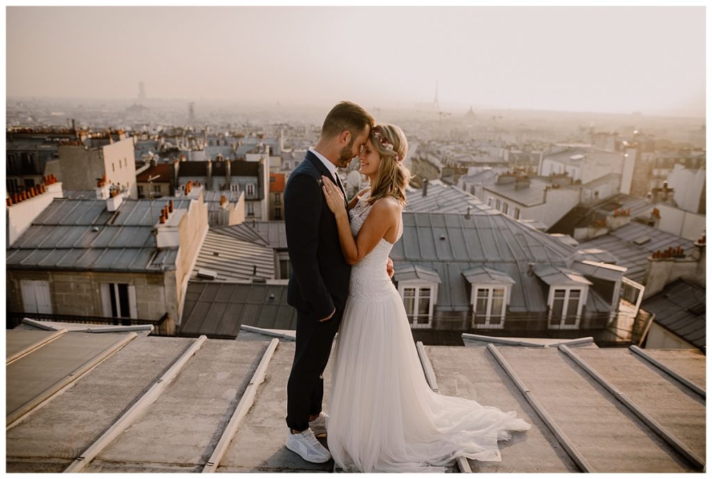 photographe mariage couple paris toits